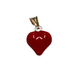 Red Enamel Puffy Heart CHARM Pendant Medium (12.5X12.5mm) w/SS BAIL