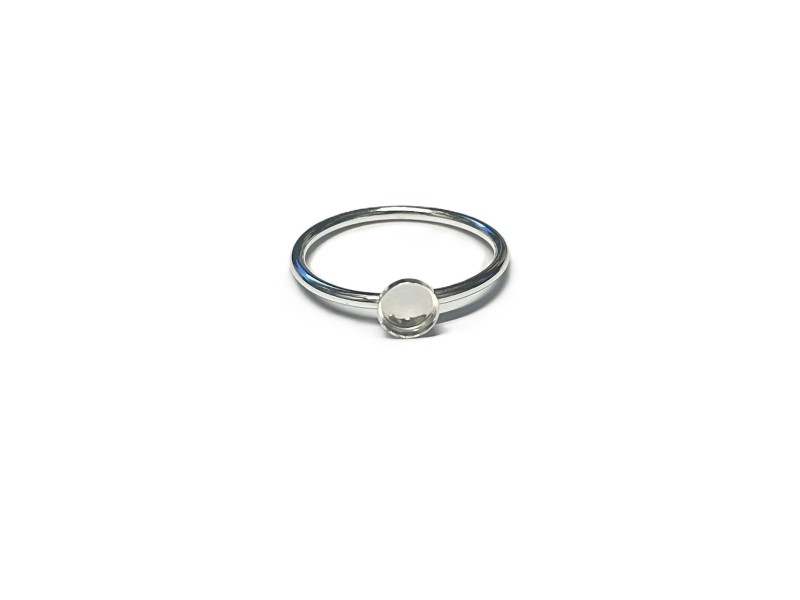 S925 RING (1.4mm WIRE - SIZE P ) w/ 5mm ROUND BEZEL 