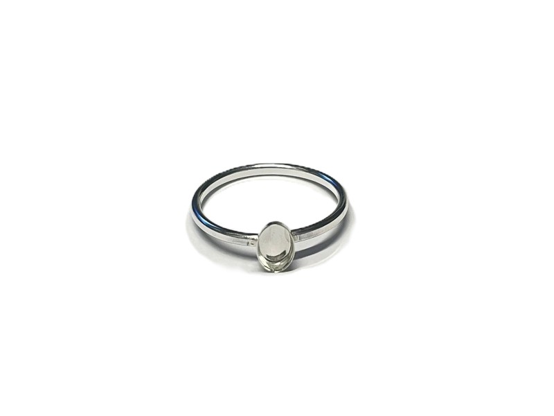 S925 RING (1.6x1.2mm WIRE - SIZE N ) w/ 6x4mmmm OVAL BEZEL 