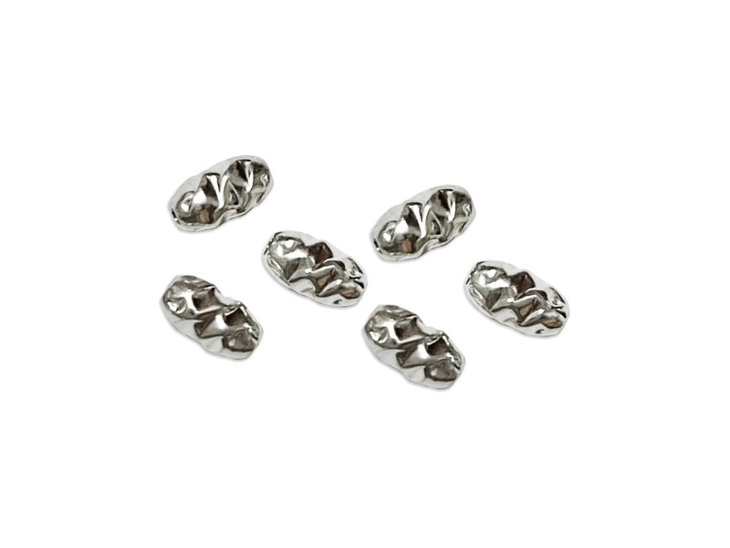 SILVER 925 2 HOLES OVAL HAMMERED BEAD 4X6.5MM 