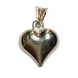 S925 SILVER PUFFY HEART CHARM PEANDANT 12mm w/BAIL