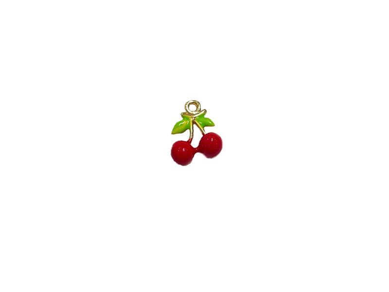 RED ENAMEL CHERRIES CHARM PENDANT (12.5X12.5mm) 