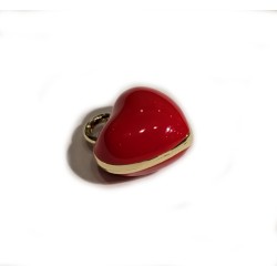 Red & Gold colour Enamel Puffy Heart Charm Pendant Small 10mm