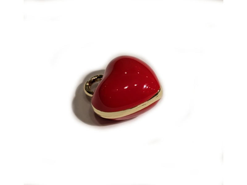 Red & Gold colour Enamel Puffy Heart Charm Pendant Small 10mm