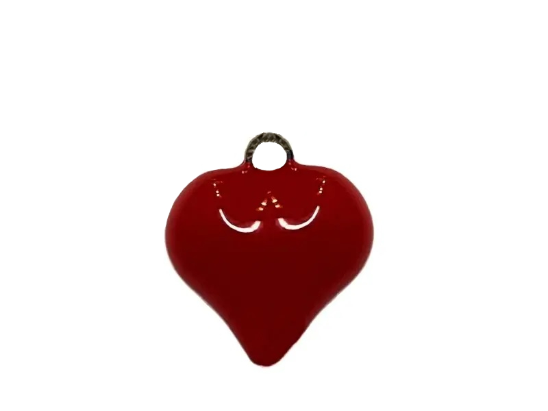 RED ENAMEL HEART CHARM 10mm