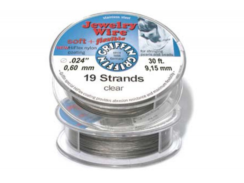 Jewellery Wire 19 strand 0.024'' x 30ft (0.61mm) Clear