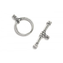 Sterling Silver 925 Toggle Clasp Set - Plain with Dumbbell Bar