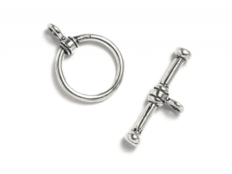 Sterling Silver 925 Toggle Clasp Set - Plain with Dumbbell Bar