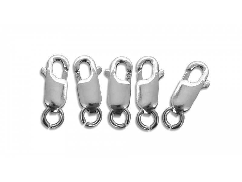 Sterling Silver 925 LOBSTER CLASP 10.1mm  (w/ open jump ring) PACK OF 5  0925LC1WR