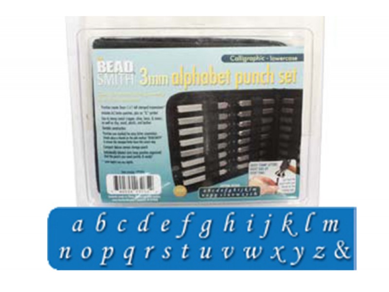 Letter Punch Set 3mm Calligraphic lowercase The BEADSMITH