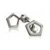 Sterling Silver 925 Pentagon Stud Earring - Small