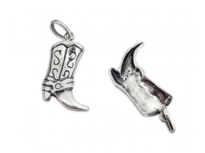 Sterling Silver 925 Cowboy Boot Pendant