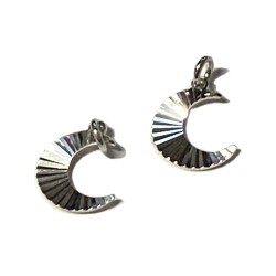 S925 SILVER LAZER CUT CRESENT MOON CHARM 9X11.7mm   