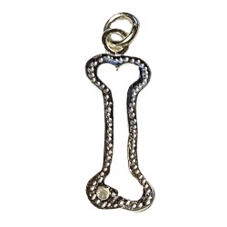 S925 SILVER DOG-BONE CHARM w/CZ 6.5X16.5mm   