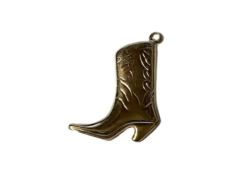 Deep Gold Plated Cowboy Boot Charm Pendant