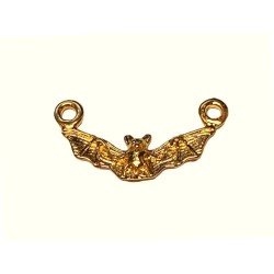 HEAVY Gold Plate Winged Bat Pendant w/2 LOOPS  19mm 