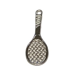 S925 Silver Tennis Racquet Charm Pendant 10X26mm         