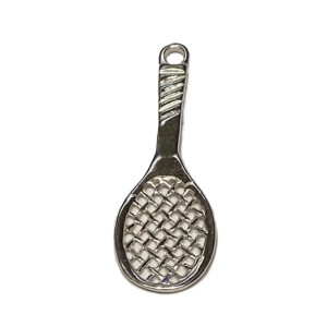 S925 Silver Tennis Racquet Charm Pendant 10X26mm         