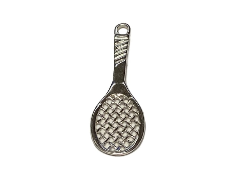 S925 Silver Tennis Racquet Charm Pendant 10X26mm         