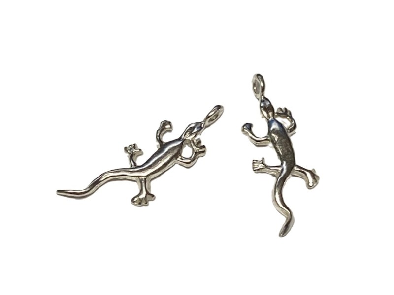 S925 Silver Gecko Lizard Charm pendant  7.5x21.5mm   