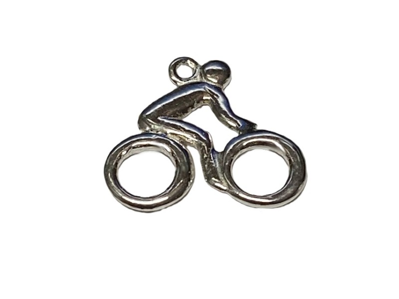 S925 Silver Cyclist Cycling Charm Pendant 19.5x18mm