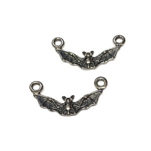 S925 Winged Bat W/2 loops Pendant Charm 18x9.5mm    