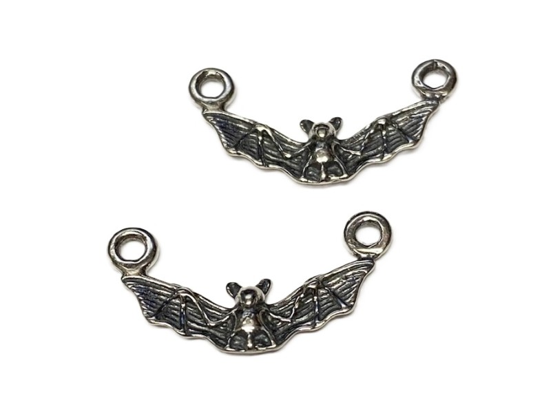 S925 Winged Bat W/2 loops Pendant Charm 18x9.5mm    