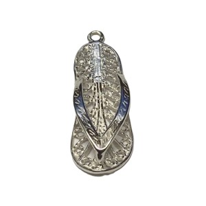 S925 Bright Filagree Flip Flop Charm Pendant 11x27mm