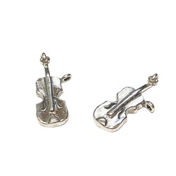 S925 Silver Violin Charm Pendant 17mm