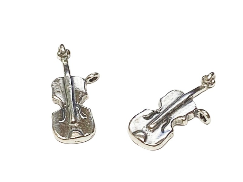 S925 Silver Violin Charm Pendant 17mm