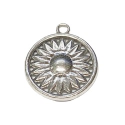 S925 Silver Sunflower Charm Pendant 17mm 