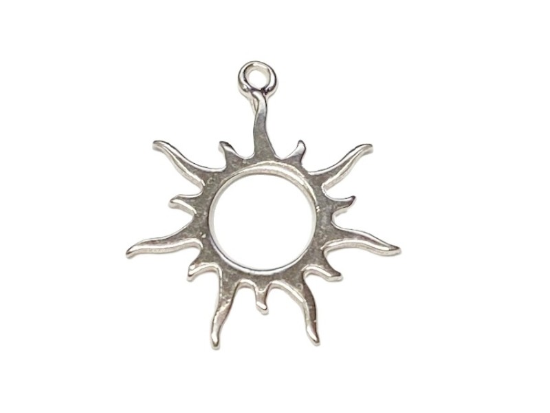 S925 Silver Flaming Sun Charm Pendant