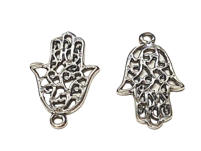 S925 Silver Fancy Filagree Hamsa  11X15mm    