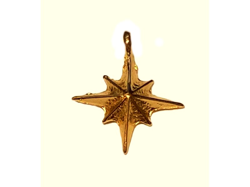 Heavy Gold Plate Starburst Charm Pendant