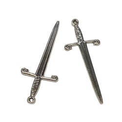 S925 Silver Sword Charm Pendant 39x15mm