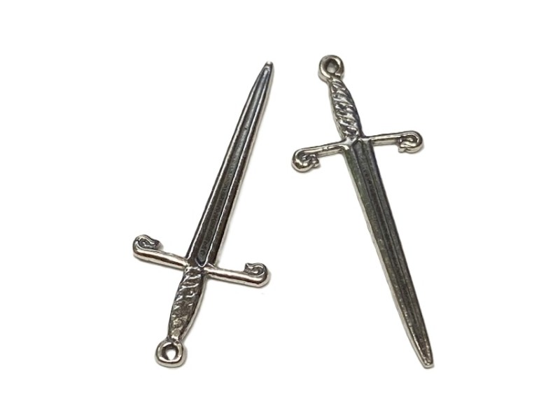 S925 Silver Sword Charm Pendant 39x15mm