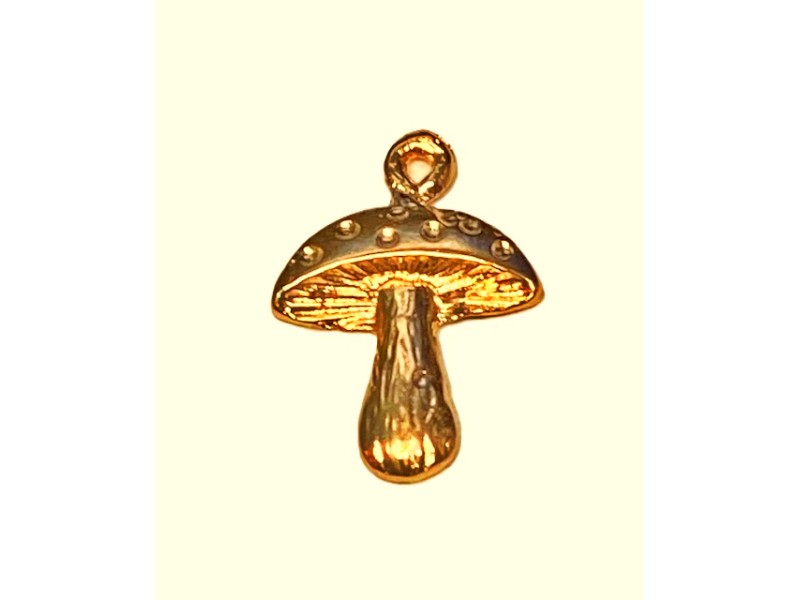 Heavy Gold Plate Toadstool Mushroom Charm Pendant