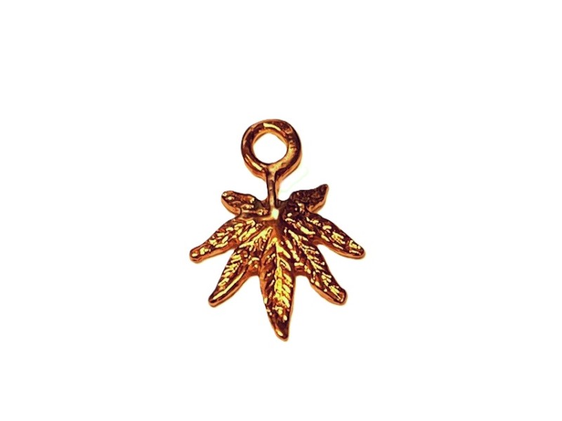 Heavy Gold Plate Small Marijuana Leaf Charm Pendant