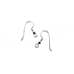 Sterling Silver 925 French Earring Hooks (with coil and ball) - 21.5mm