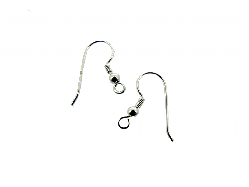 Sterling Silver 925 French Earring Hooks (with coil and ball) - 21.5mm