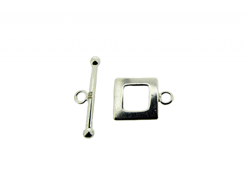 Sterling Silver 925 Square Toggle with Dumbbell Bar 19mm