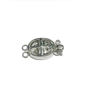 S925 12mm 2 Strand Oval Clasp with design