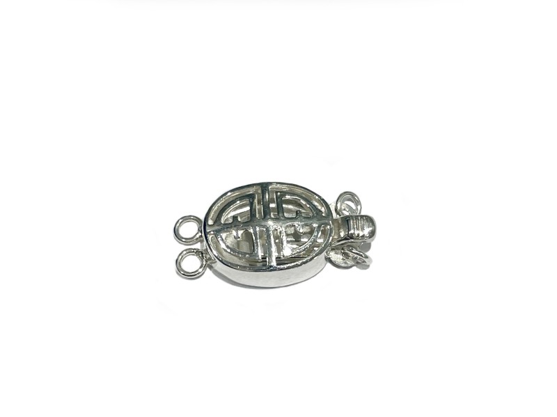 S925 12mm 2 Strand Oval Clasp with design