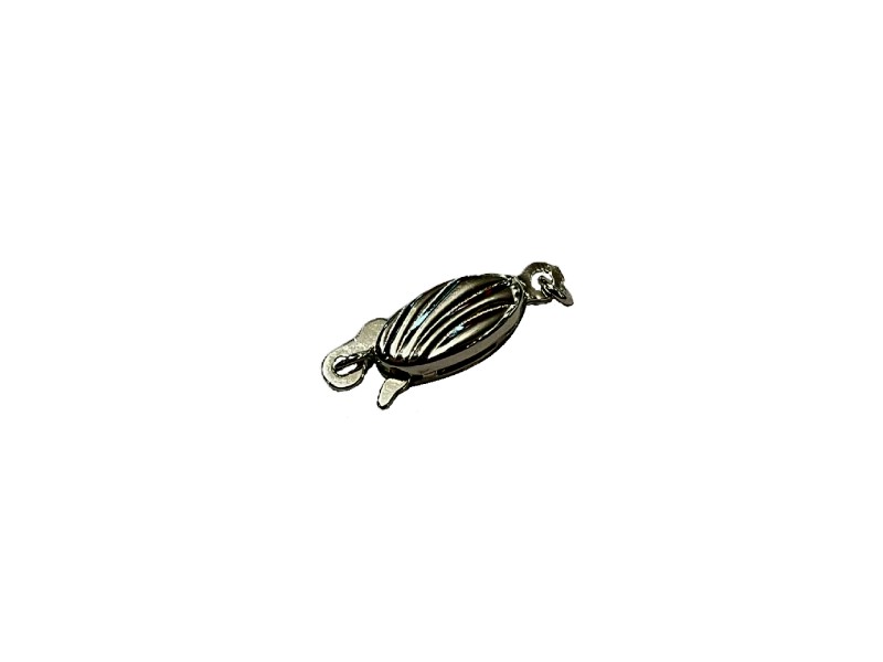 Sterling Silver 925 Corrugated oval Pearl Clasp,5.6 x 11.4 mm 