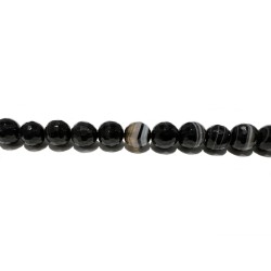 Agate Black & White Round Faceted Beads 10-11mm