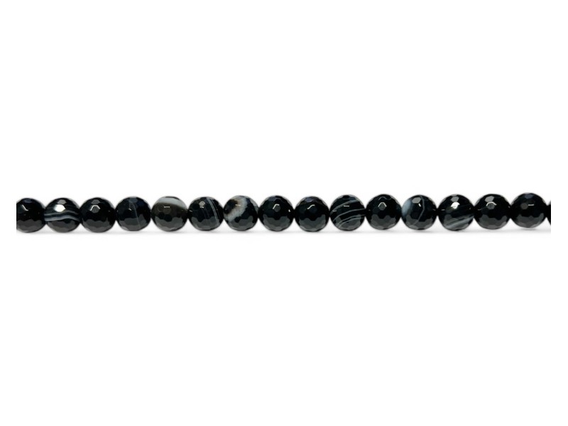 agate black and white faceted beads 8mm