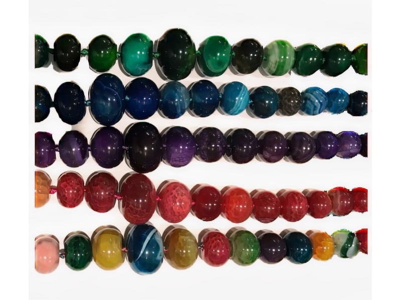 AGATE DYED ROUNDEL FACETED GRADUATED BEADS