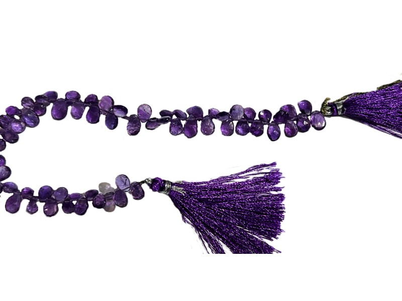 Amethyst Badamche / Drop /Briolette Faceted 10" Beads / Briolettes