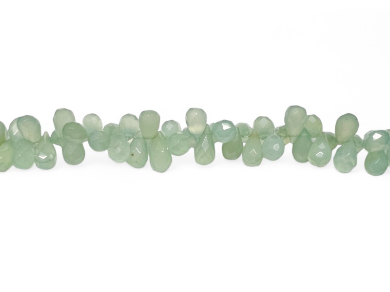 green chalcedony briolettes 10" strand