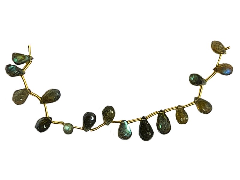 Labradorite Faceted Drops graduated 10x7mm to 13x9mm beads